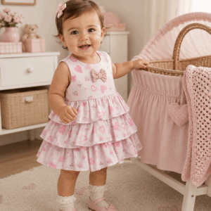 Vestido rosa faldas